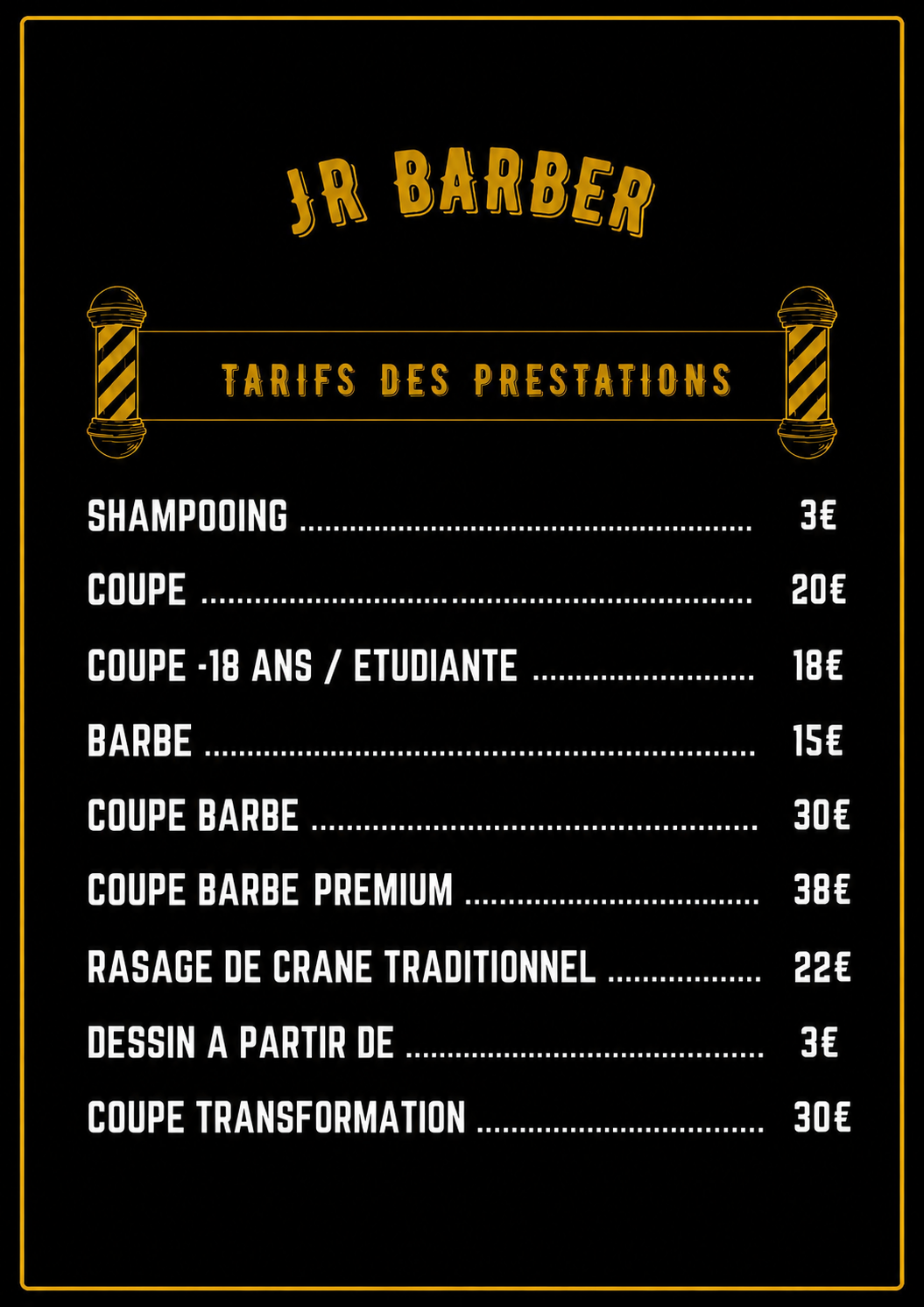 Services proposés par JR Barber